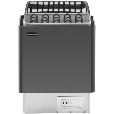 Piec do sauny elektryczny 8-12 m3 do 110C 400 V 8 kW czarno-srebrny UNIPRODO
