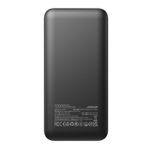 Powerbank JR-PBF12 10000mAh 2.4A 2x USB-A 1x USB-C - czarny JOYROOM