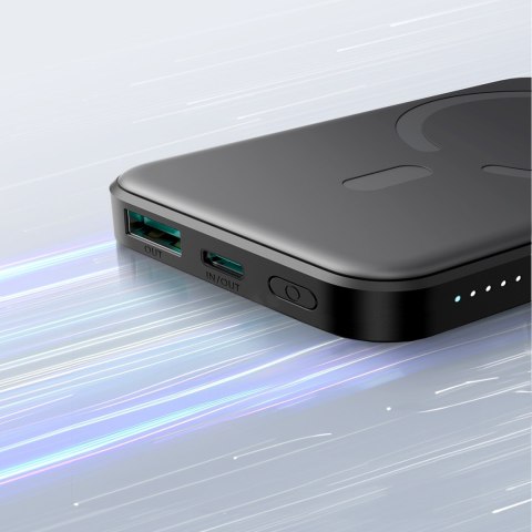 Powerbank indukcyjny 5000mAh USB-A USB-C 20W z kablem USB-C - czarny JOYROOM