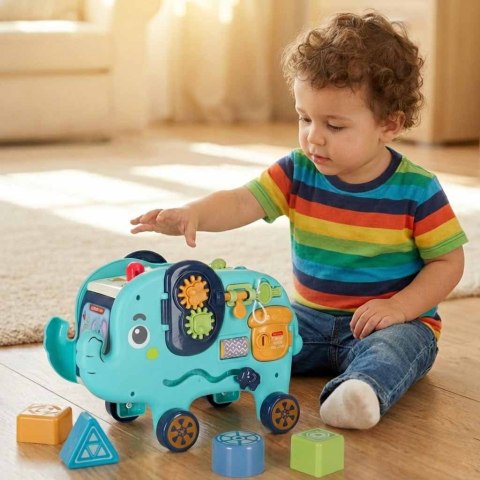 Słonik tablica manipulacyjna montessori wbijak sorter klocki młotek 26cm Kik Sp. z o. o. Sp. k.