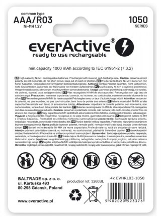 Akumulatory paluszki R03/AAA 1000 mAH blister 4 szt. EverActive
