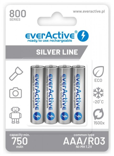 Akumulatory paluszki R03/AAA 800 mAH blister 4 szt. EverActive