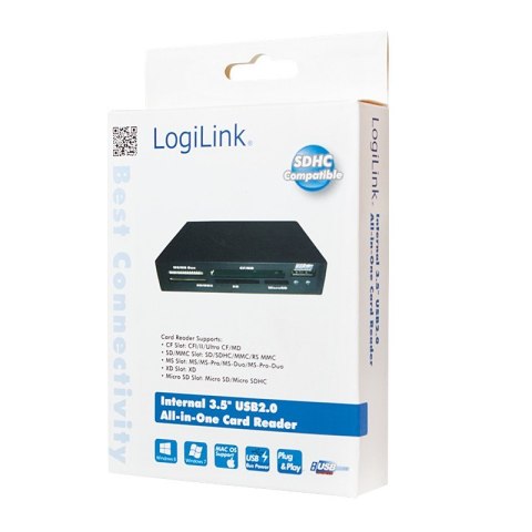 Czytnik kart pamięci, USB2.0, wewnętrzny 3,5" LogiLink