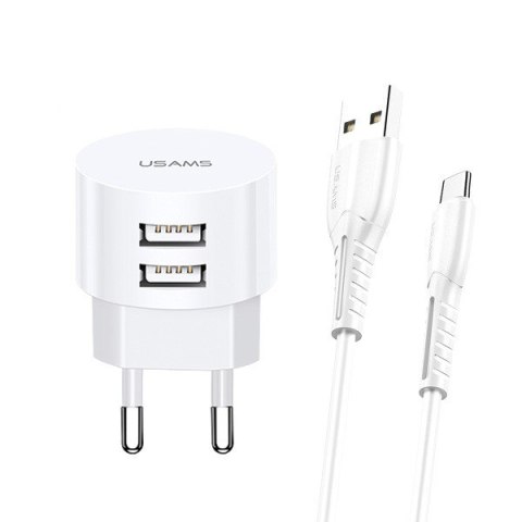 Ładowarka sieciowa T20 2xUSB 2,1A Kabel USB-C USAMS