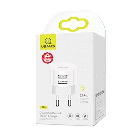 Ładowarka sieciowa T20 2xUSB 2,1A Kabel USB-C USAMS