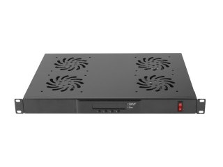 Panel wentylacyjny LCD poziomy 1U z termostatem do szaf, 19 cali, 4 wentylatory, 230V, czarny Lanberg