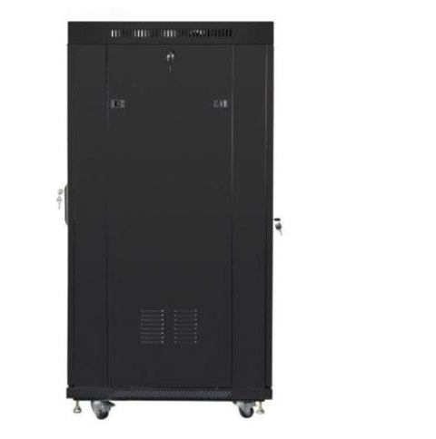 Szafa instalacyjna rack stojąca 19 cali 27u 800x1000 czarna drzwi szklane LCD (flat pack) Lanberg