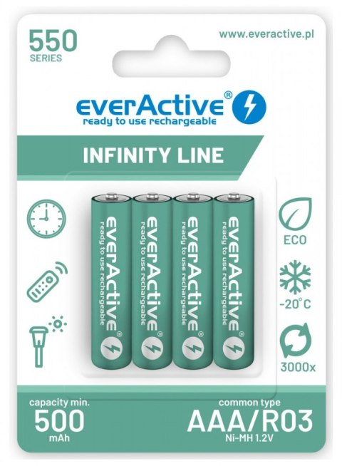 Akumulatory R03/AAA 550 mAH blister 4 szt. Infinity Line technologia ready to use EverActive