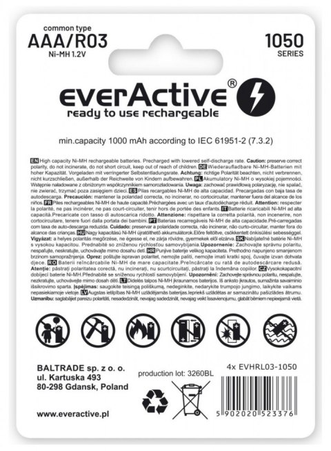 Akumulatory R03/AAA 550 mAH blister 4 szt. Infinity Line technologia ready to use EverActive