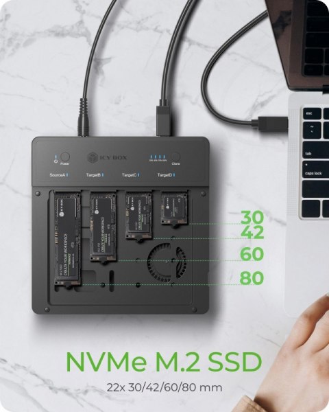 Duplicator (klonowanie 1:3) dla NVMe M.2 SSD IB-4013MCL-C4 4-Bay USB4 IcyBox