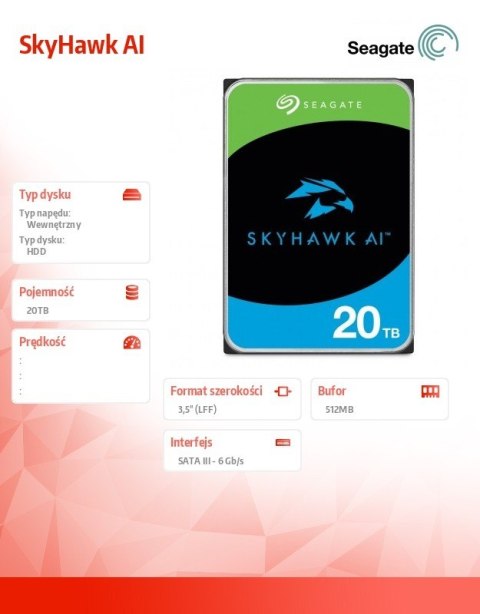 Dysk twardy SkyHawk AI 20TB 3,5 cali 512MB Seagate