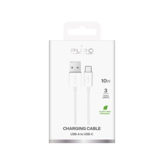 Kabel przewód USB-A - USB-C TPE 10W 3m - biały PURO