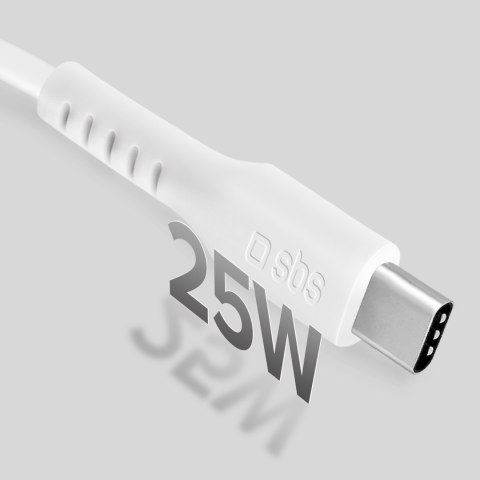 Kabel przewód USB-C PD 25W 1 m - biały SBS