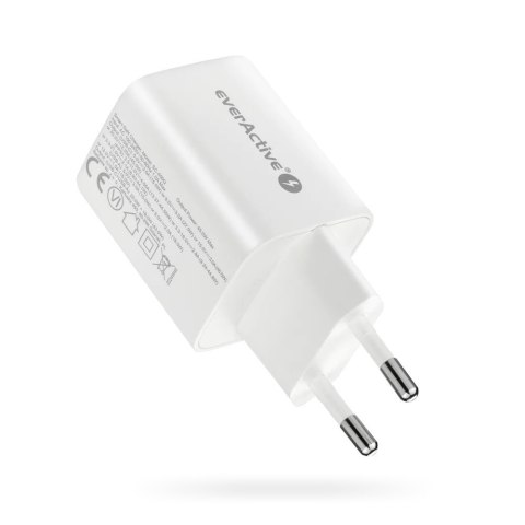 Ładowarka sieciowa GaN 1X USB, 1X USB-C 45W QC4+ PD Biała EverActive