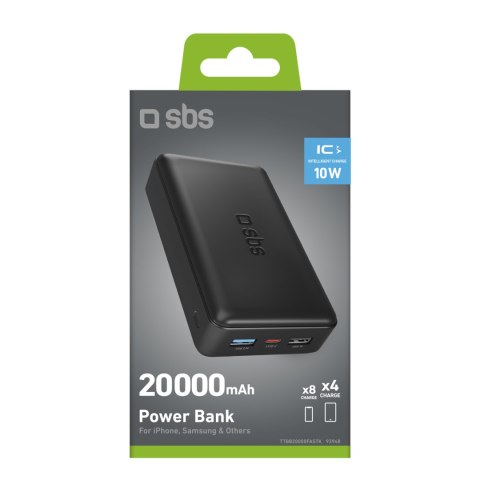 Powerbank 20000 mAh USB-A USB-C - czarny SBS