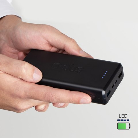 Powerbank 20000 mAh USB-A USB-C - czarny SBS