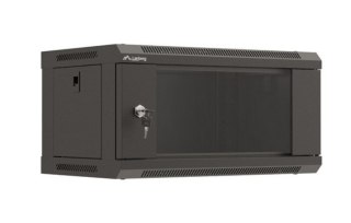Szafa instalacyjna rack wisząca 19" 4U 540x350 czarna drzwi przeszklone ( flat pack) Lanberg