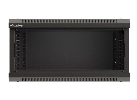 Szafa instalacyjna rack wisząca 19" 4U 540x350 czarna drzwi przeszklone ( flat pack) Lanberg
