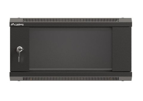Szafa instalacyjna rack wisząca 19" 4U 540x350 czarna drzwi przeszklone ( flat pack) Lanberg