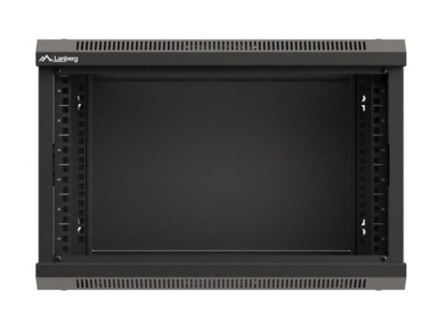 Szafa instalacyjna rack wisząca 19" 6U 540x350 czarna drzwi przeszklone ( flat pack) Lanberg