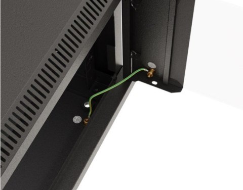 Szafa instalacyjna rack wisząca 19" 6U 540x350 czarna drzwi przeszklone ( flat pack) Lanberg