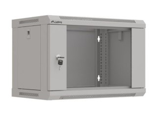 Szafa instalacyjna rack wisząca 19" 6U 540x350 szara drzwi przeszklone ( flat pack) Lanberg