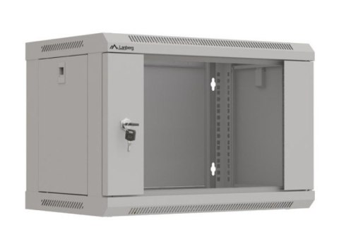 Szafa instalacyjna rack wisząca 19" 6U 540x350 szara drzwi przeszklone ( flat pack) Lanberg