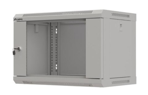 Szafa instalacyjna rack wisząca 19" 6U 540x350 szara drzwi przeszklone ( flat pack) Lanberg