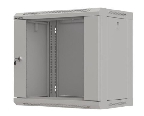 Szafa instalacyjna rack wisząca 19" 9U 540x350 szara drzwi przeszklone ( flat pack) Lanberg