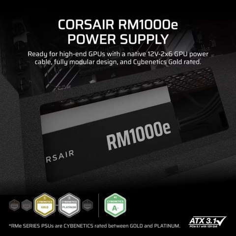 Zasilacz RM1000e PCIe5.1 80+GOLD F.MODULAR ATX3.1 Corsair