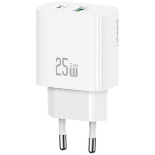 Ładowarka sieciowa 25W 1xUSB-A 1xUSB-A fast charging Biała USAMS