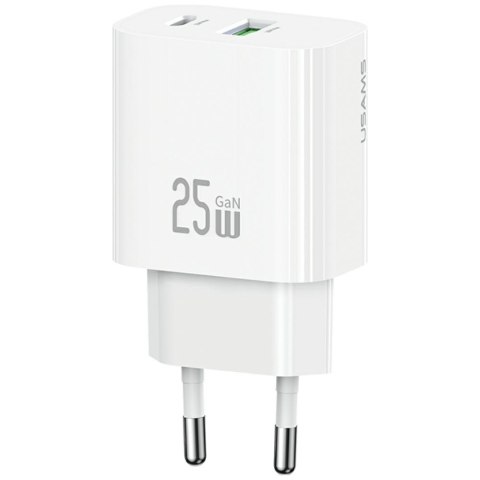 Ładowarka sieciowa 25W 1xUSB-A 1xUSB-A fast charging Biała USAMS