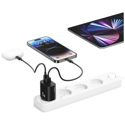Ładowarka sieciowa 25W 1xUSB-C 1xUSB-A Fast Charging Czarna USAMS