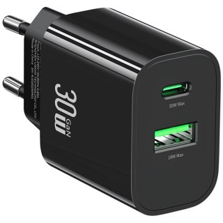 Ładowarka sieciowa 30W 1xUSB-C 1xUSB-A Fast czarging Czarna USAMS