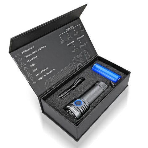 Latarka ręczna diodowa LED Luminator FL-3300R IPX4 USB-C EverActive