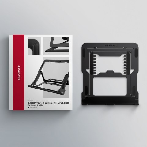 STND-LAB Podstawa do laptopów aluminiowa 10-17,3 cala 8 regulowanych pozycji, Czarna AXAGON