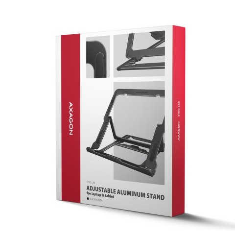 STND-LAB Podstawa do laptopów aluminiowa 10-17,3 cala 8 regulowanych pozycji, Czarna AXAGON