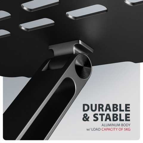 STND-LQB Podstawka do laptopów aluminiowa 10-17,3 cala regulowane kąty nachylenia, Czarna AXAGON