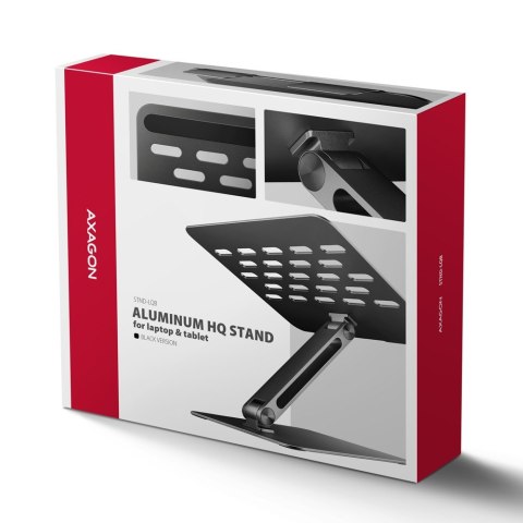 STND-LQB Podstawka do laptopów aluminiowa 10-17,3 cala regulowane kąty nachylenia, Czarna AXAGON