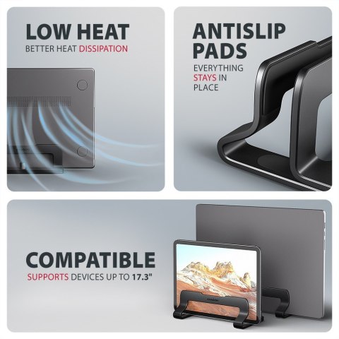 STND-VB Podstawa do laptopów aluminiowa 10-17,3 cala pionowa, Czarna AXAGON