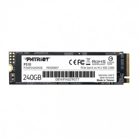 Dysk SSD P310 240GB M.2 2280 1700/1000 PCIe NVMe Gen3 x 4 Patriot