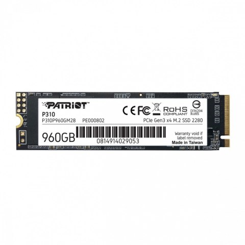 Dysk SSD P310 960GB M.2 2280 2100/1800 PCIe NVMe Gen3 x 4 Patriot