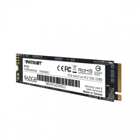 Dysk SSD P310 960GB M.2 2280 2100/1800 PCIe NVMe Gen3 x 4 Patriot