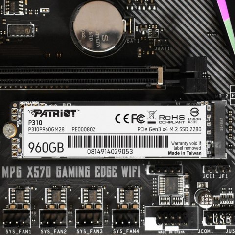 Dysk SSD P310 960GB M.2 2280 2100/1800 PCIe NVMe Gen3 x 4 Patriot