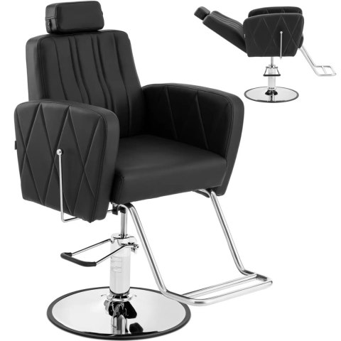 Fotel fryzjerski barberski kosmetyczny z podnóżkiem Physa DUDLEY - czarno srebrny Physa