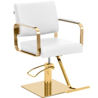 Fotel fryzjerski barberski kosmetyczny z podnóżkiem Physa OTLEY - biało złoty Physa