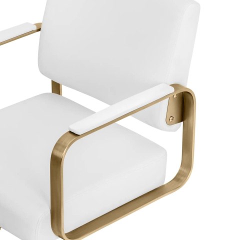 Fotel fryzjerski barberski kosmetyczny z podnóżkiem Physa OTLEY - biało złoty Physa