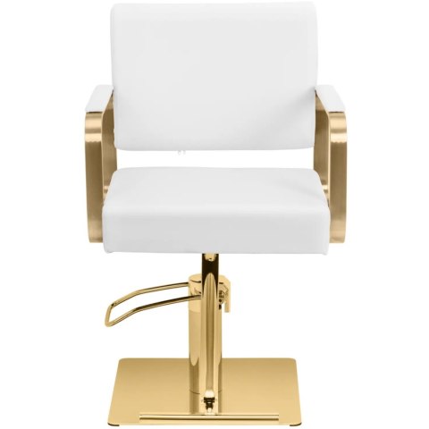 Fotel fryzjerski barberski kosmetyczny z podnóżkiem Physa OTLEY - biało złoty Physa