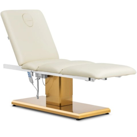 Fotel kosmetyczny do masażu tatuażu SPA 150 kg VITERBO - kremowo złoty Physa