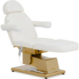 Fotel kosmetyczny podgrzewany do masażu tatuażu APRILIA - biało złoty Physa